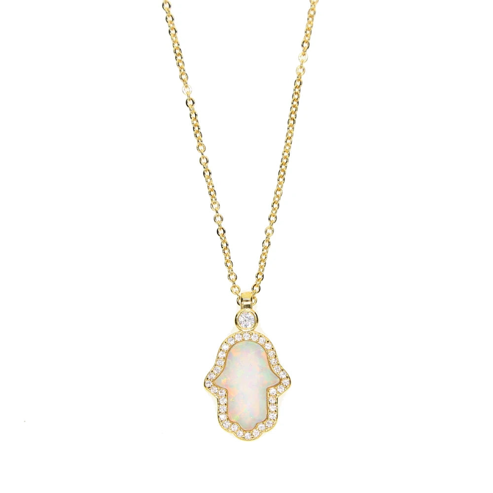 MiniLux Opal Hamsa necklace