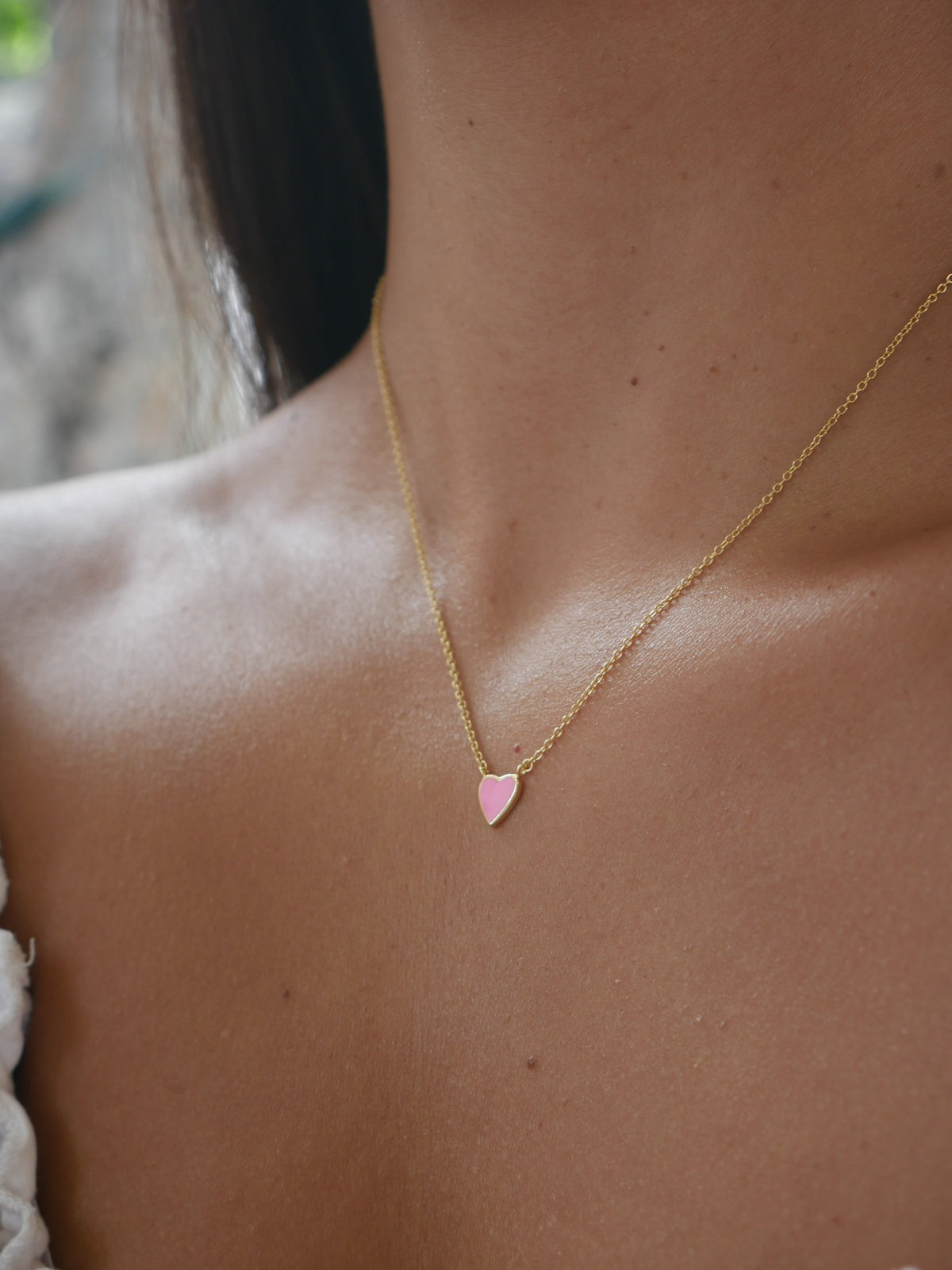MiniLux Enamel solid Gold heart necklace