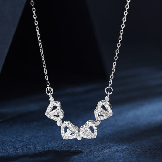 MiniLux Silver four hearts necklace