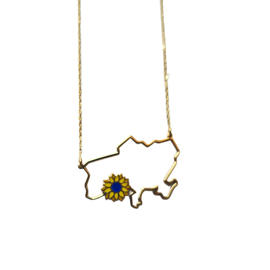 Ukranian map necklace 18k gold