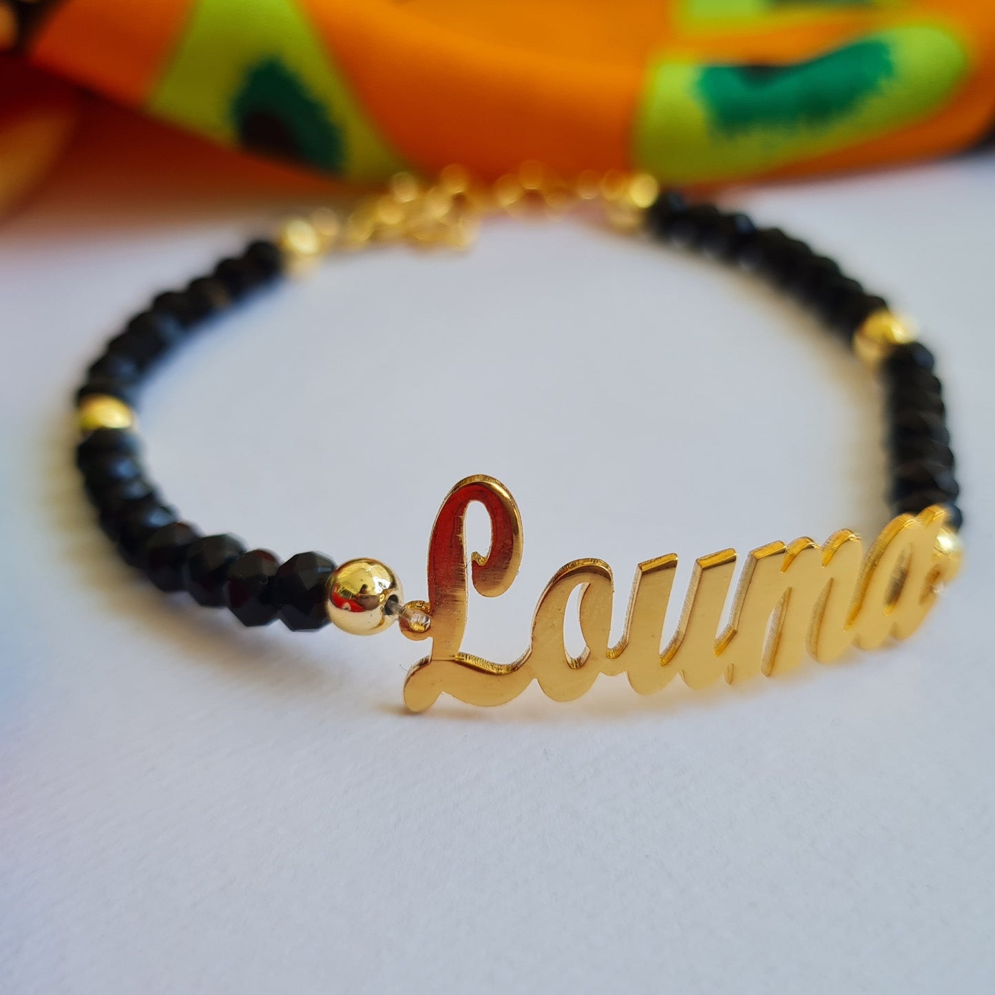 Customizable "Name, drawing" crystal beads bracelet