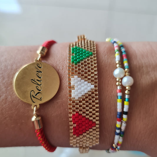 Miyuki beads bracelet "Lebanon flag colours"