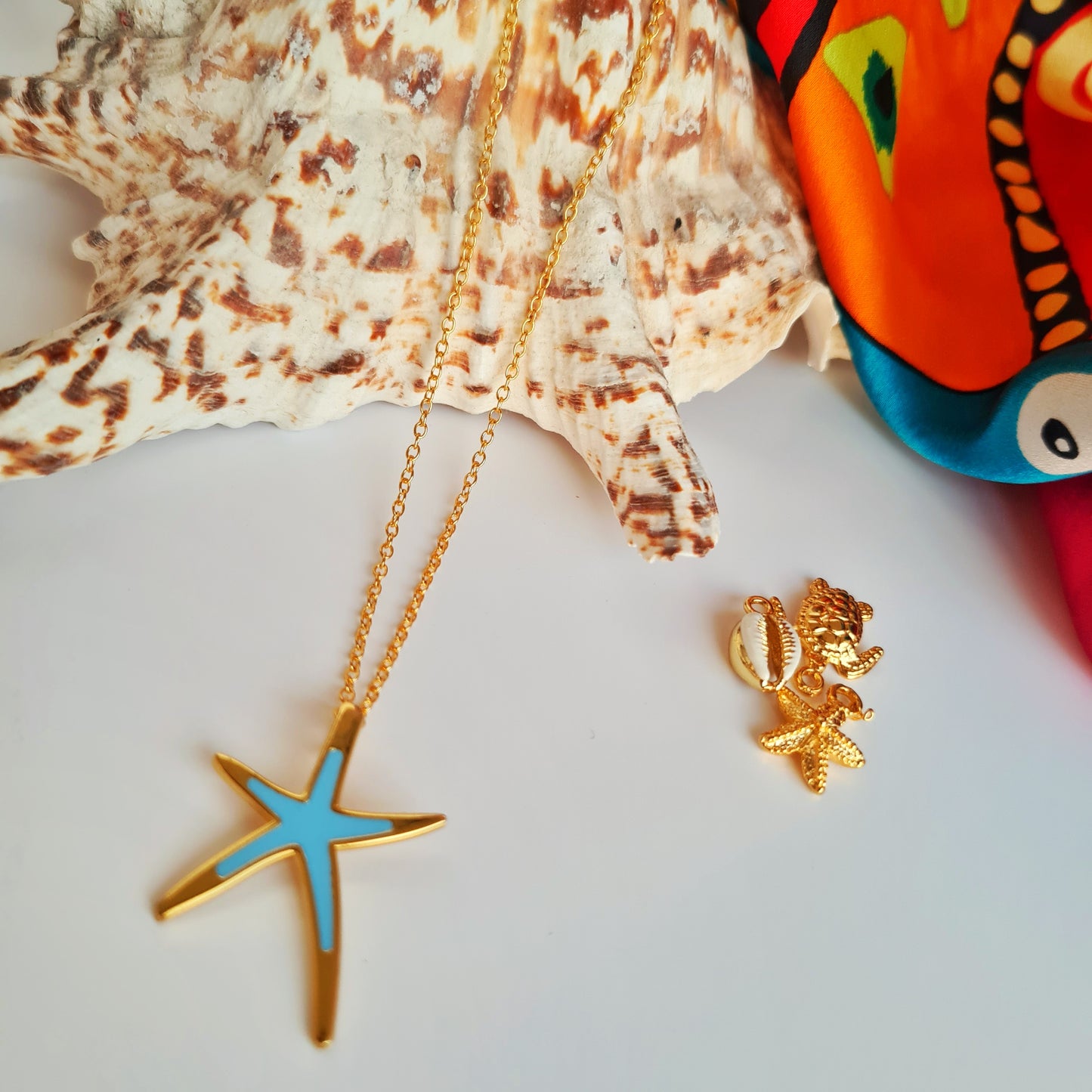 Starfish enamel necklace