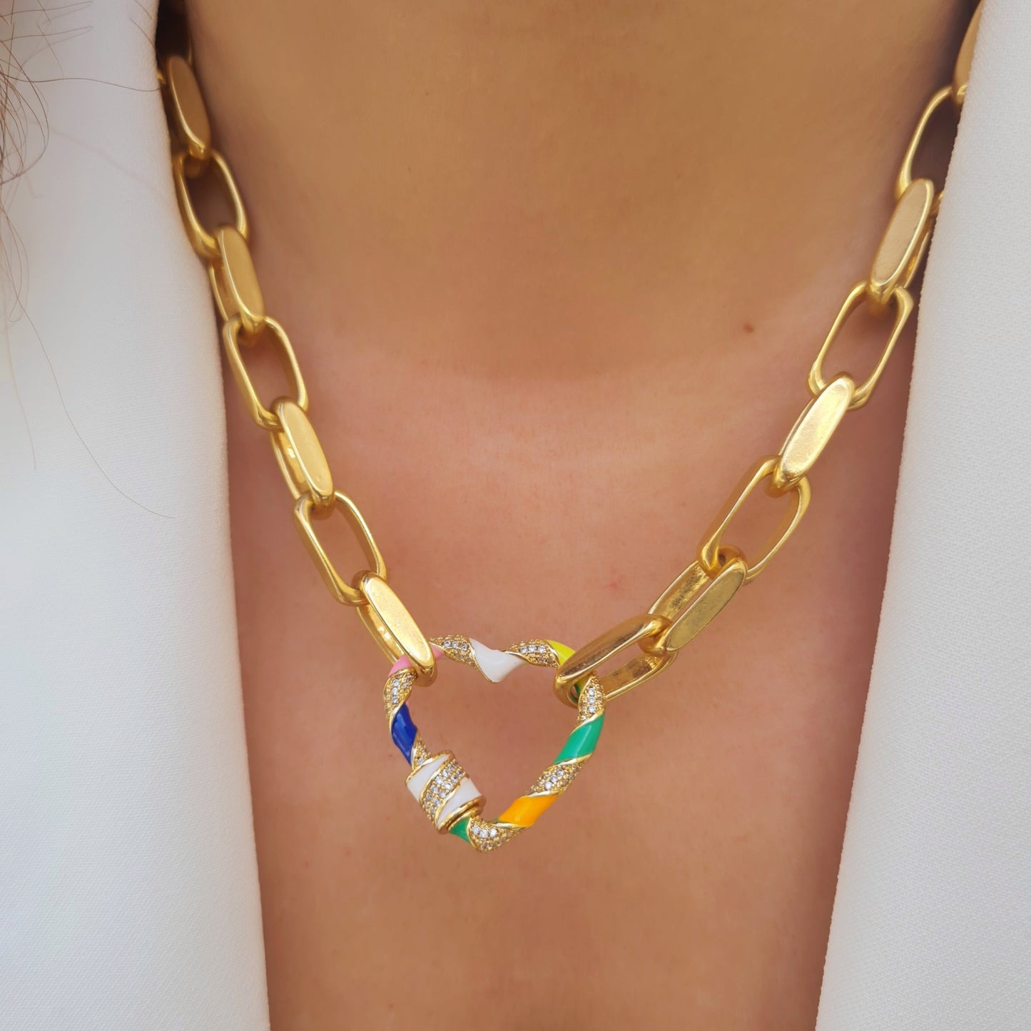 MiniLux Enamel heart chain necklace