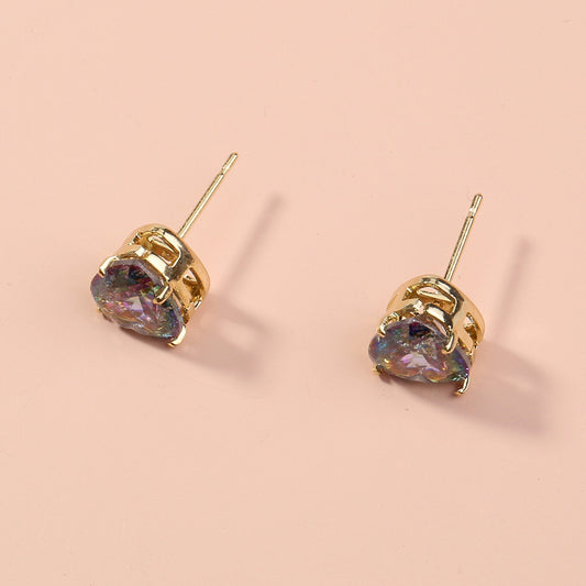 Stud Rainbow heart earrings
