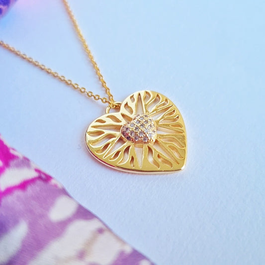 Flame heart necklace