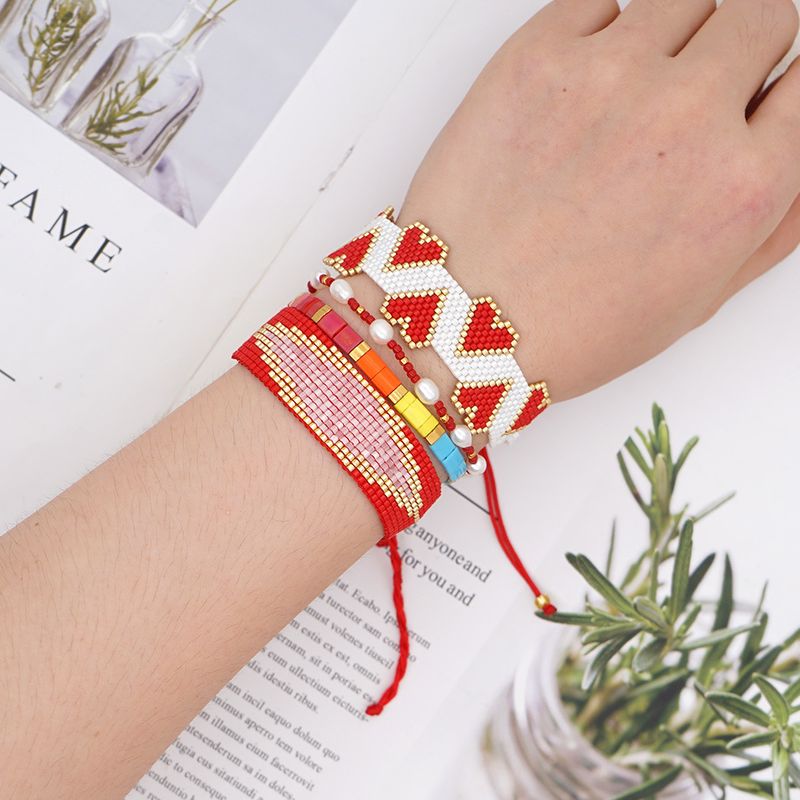 Miyuki beads bracelet " Reddish love"