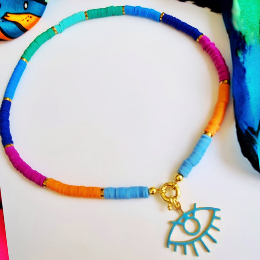 Evil eye surfer necklace