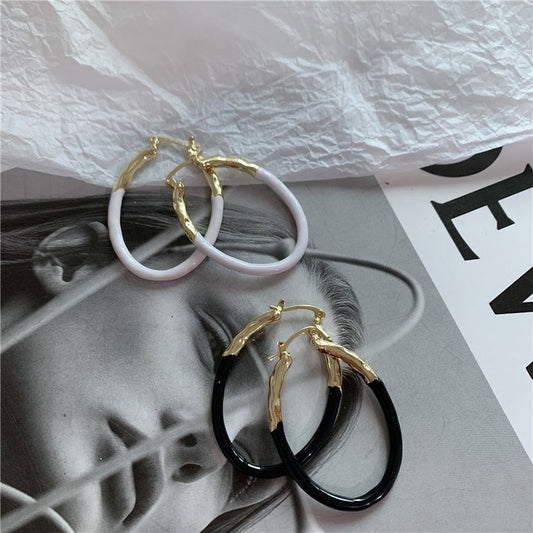 White Enamel Hoops earrings