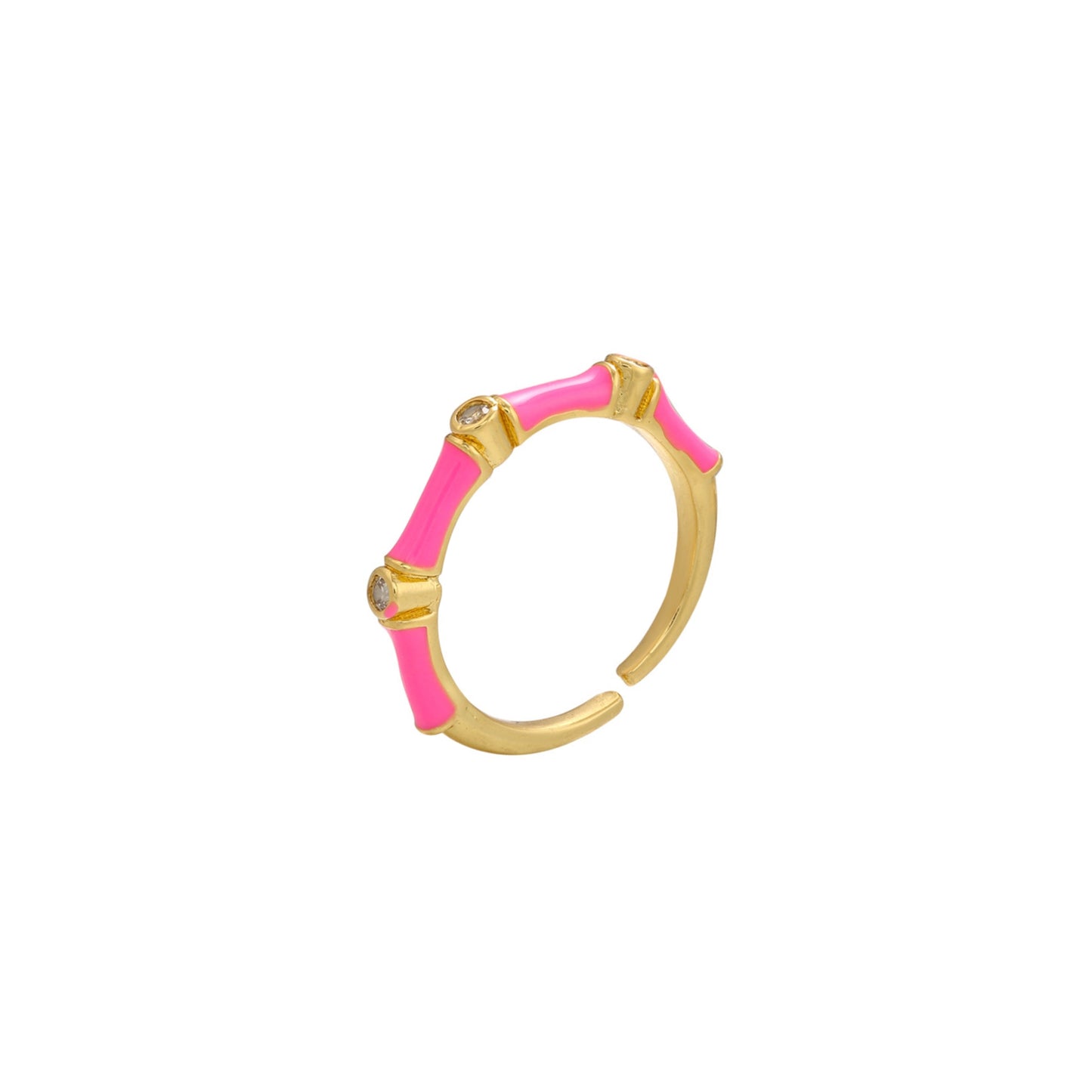 Enamel Candy pink Crystal Ring