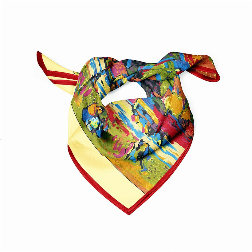 Van Gogh : Red House Ladies Twill  Small Square Scarf