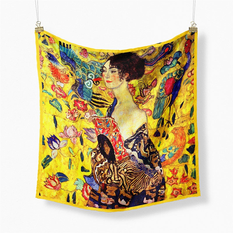 Gustav Klimt: Lady with Fan Square Scarf
