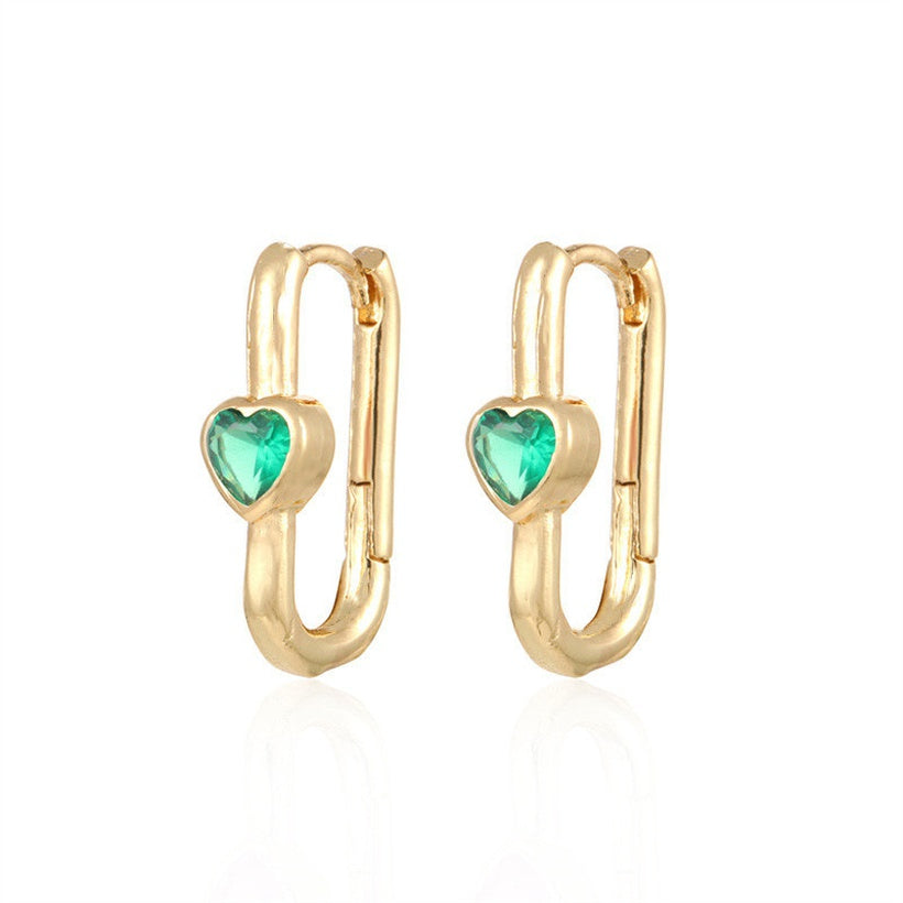 Green Heart-Shaped Zirconia earrings