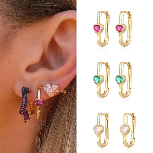 Green Heart-Shaped Zirconia earrings