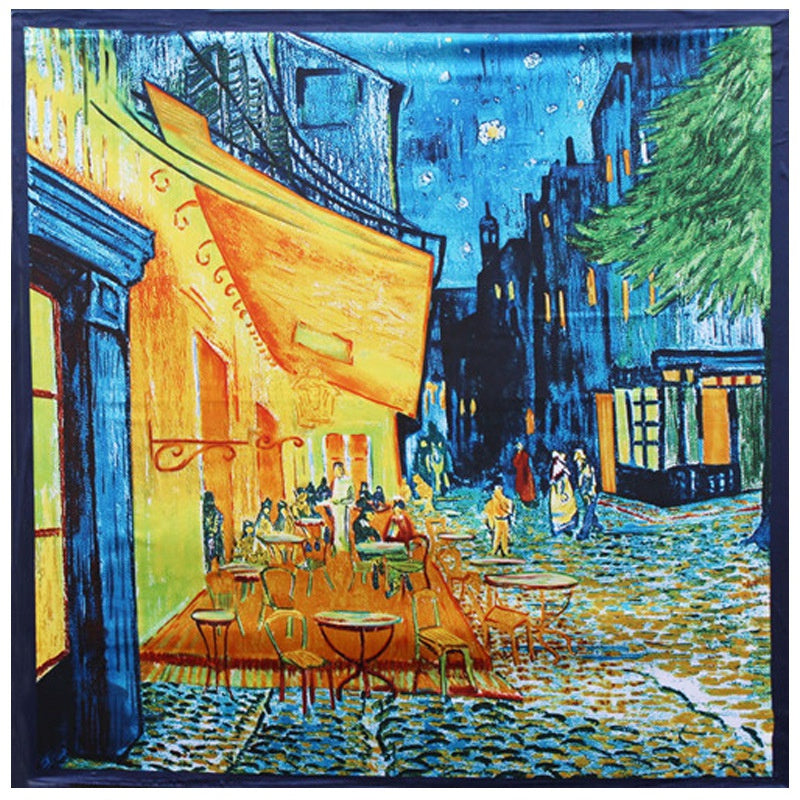 Van Goh : Cafe terrace at night Square Scarf blue