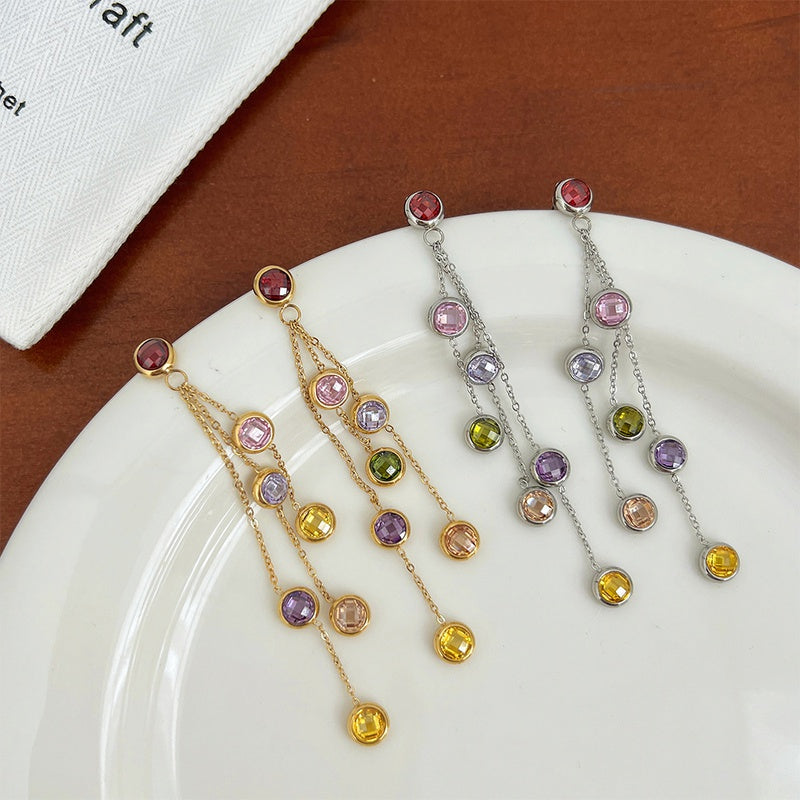18k Gold plated Zirconia colorful earrings