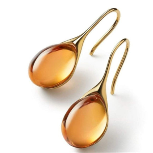 Orange water drop earrings