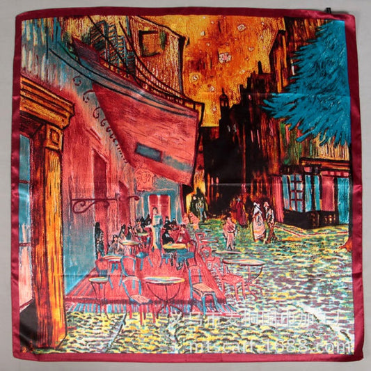 Van Goh : Cafe terrace at night Square Scarf red
