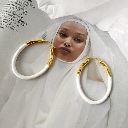 White Enamel Hoops earrings