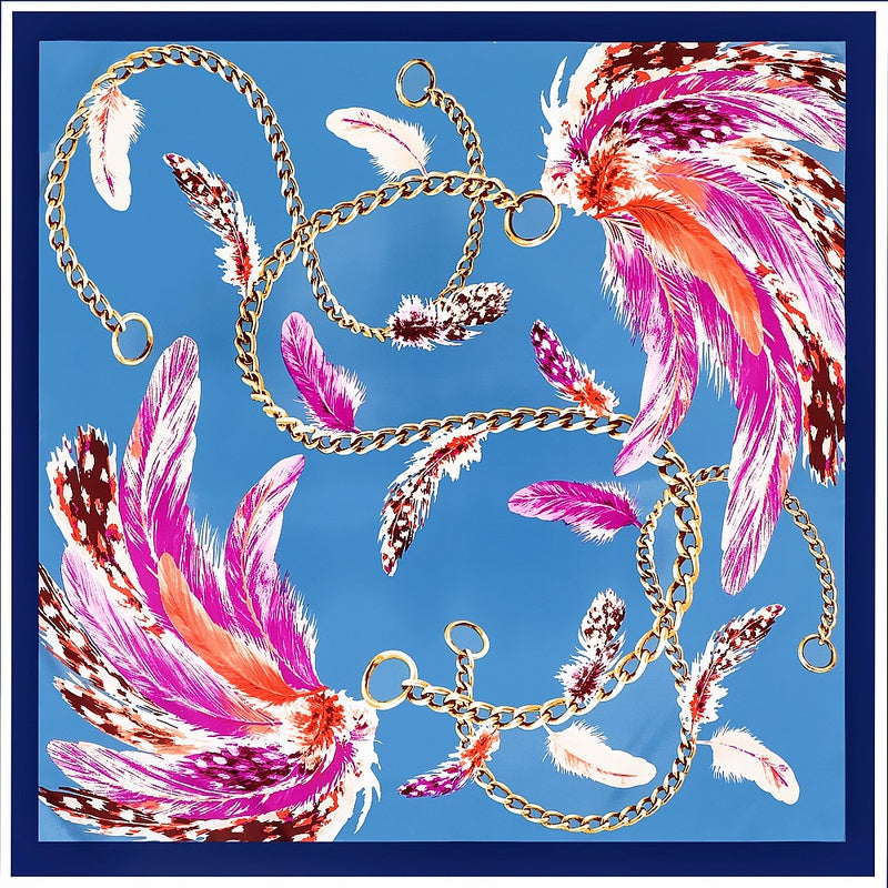 Carriage Chain Animal Feather Large Square Scarf
