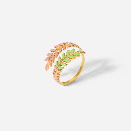Enamel Leaf ring