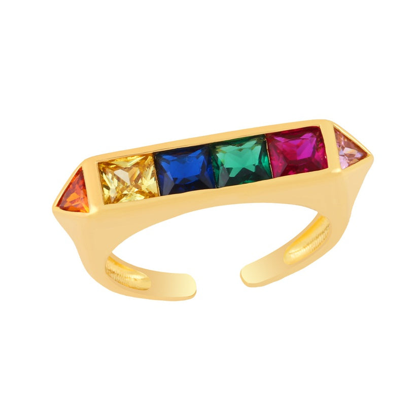 Multicolor Diamond Zirconia Ring