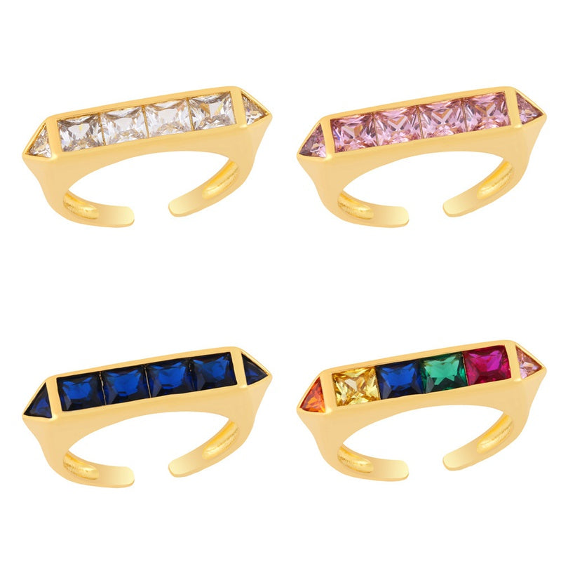 Multicolor Diamond Zirconia Ring