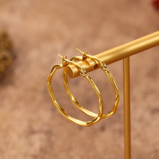 Titanium Bamboo hoops earrings