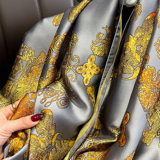 Retro print silk scarf
