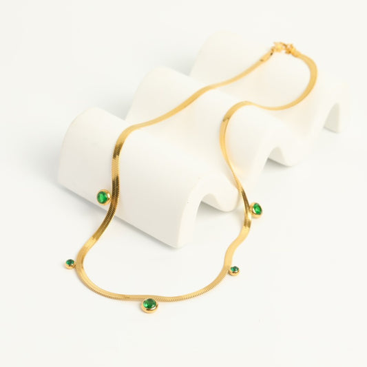 Green Zirconia snake necklace