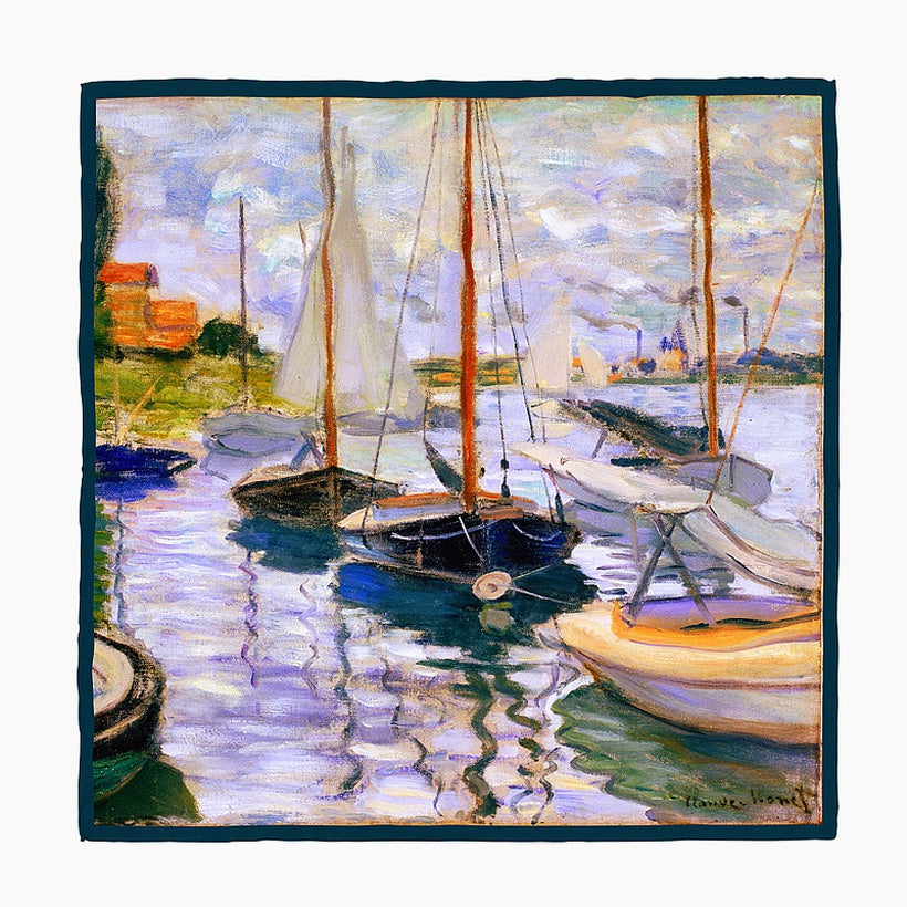 Monet Serena: Sailing Boat by the River Scarf