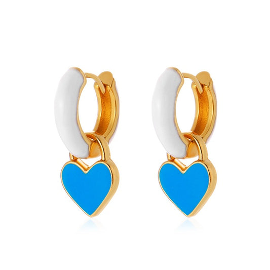 Heart enamel huggies earring