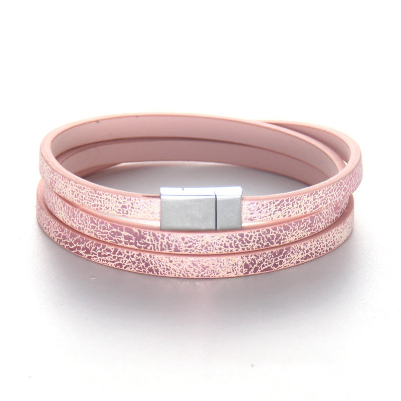 Leather Bracelet - Pink