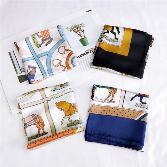 Silk Scarf-Pony black edge