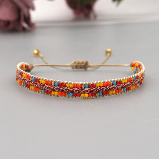 Bohemian Rainbow Beaded Bracelet