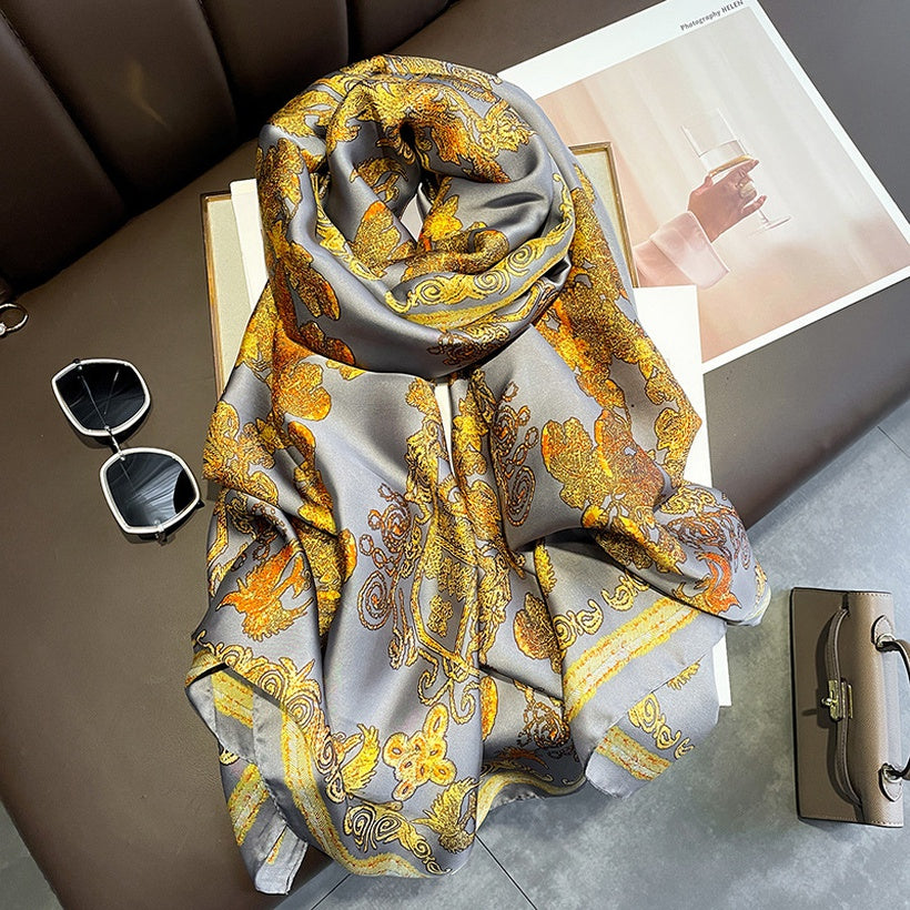 Retro print silk scarf