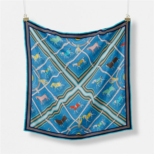 Four Seasons Small Square Scarf - Blue